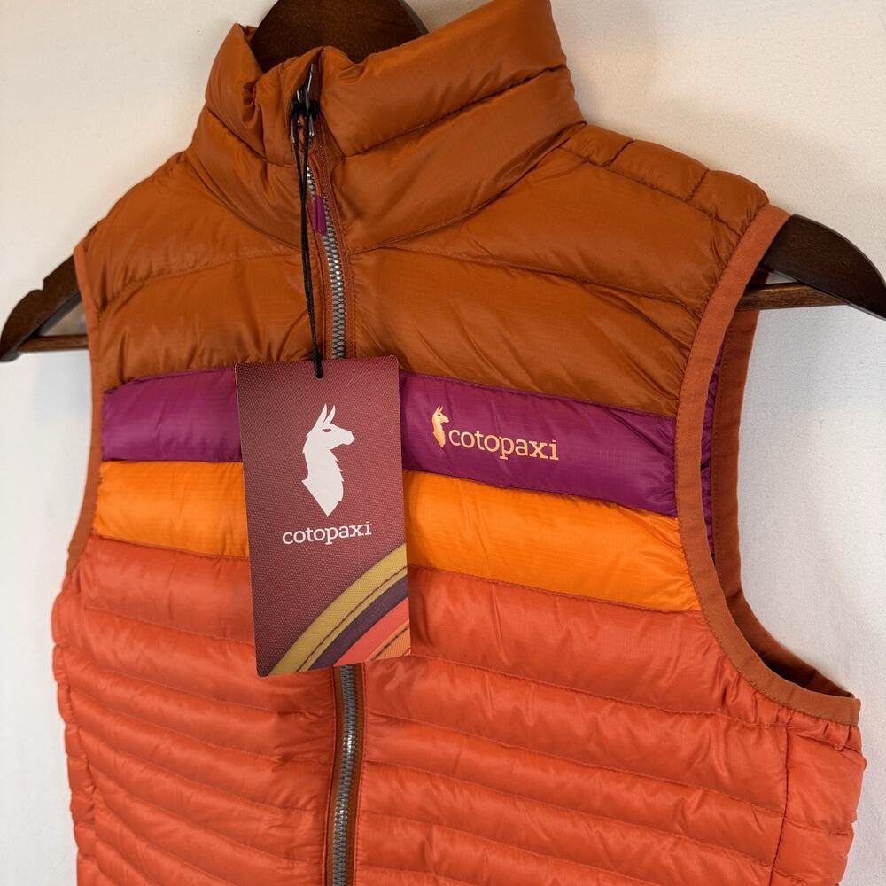 cotopaxi Orange, Purple & Yellow Quilted Down Vest